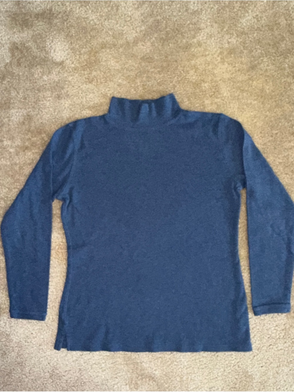 L.L. Bean Classic Mock Neck Long Sleeve Interlock Top Heather Blue XS